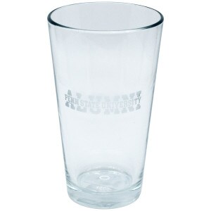 pint glass with etched Penn State University Alumni